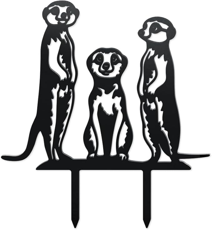 WADORN Charming Meerkat Metal Decorative Garden Stakes, Funny Meerkat Metal Outdoor Statues Meerkat Garden Animal Statue Ornament Gifts Funny Animal Outdoor Decor for Garden Backyard Patio Walkways