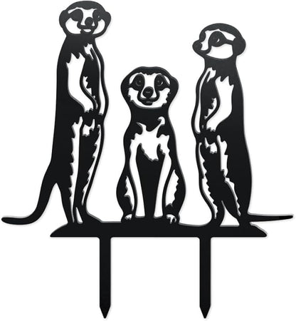 WADORN Charming Meerkat Metal Decorative Garden Stakes, Funny Meerkat Metal Outdoor Statues Meerkat Garden Animal Statue Ornament Gifts Funny Animal Outdoor Decor for Garden Backyard Patio Walkways