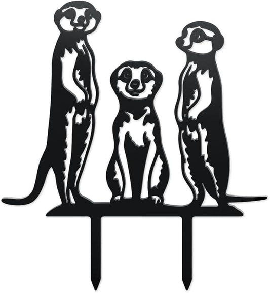 WADORN Charming Meerkat Metal Decorative Garden Stakes, Funny Meerkat Metal Outdoor Statues Meerkat Garden Animal Statue Ornament Gifts Funny Animal Outdoor Decor for Garden Backyard Patio Walkways