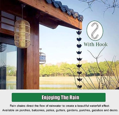 Decorative Rain Chains Waterfall, Rain Catcher Chain Copper, 2.4m/2.6m/2.8m/3.2m Aluminum Rain Chains for Gutters, Outside Water Diverter Rain Guide Chain for Patio Porch (3.6m/10.4ft)