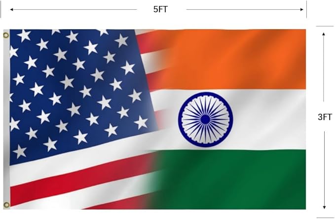 Indian American Combination Flag 3X5FT, Double Sided 3Ply, US India Flags, Men Women Banner,Vibrant Colors, Double Stitched with 2 Brass Grommets, Bar Garden Street Decoration, GYM, Office Decor,Indoor Outdoor Use,Gifts. (US-IN-X, 3x5ft3ply)