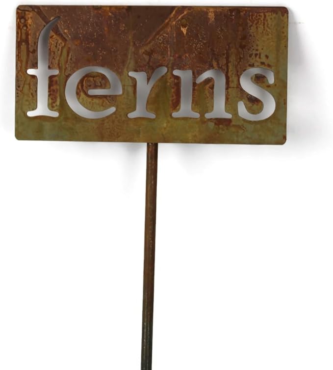 Classic Metal Garden Markers 19 Inches Tall (ferns, Naturally Rusted)