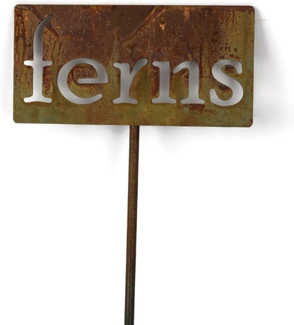 Classic Metal Garden Markers 19 Inches Tall (ferns, Naturally Rusted)
