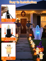 Halloween Ghost Pathway Lights - 7FT LED Stake, 4 Pack