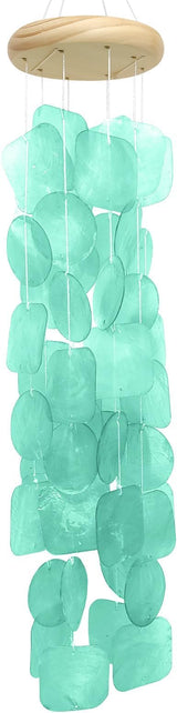 Wind Chimes for Outside 26", Clear Tones Sea Shell Wind Chimes Outdoor, Handcrafted Capiz Sea Glass Shells Windchimes Memorial Wind Chime for Patio, Garden, Porch Decor, Beach Gifts