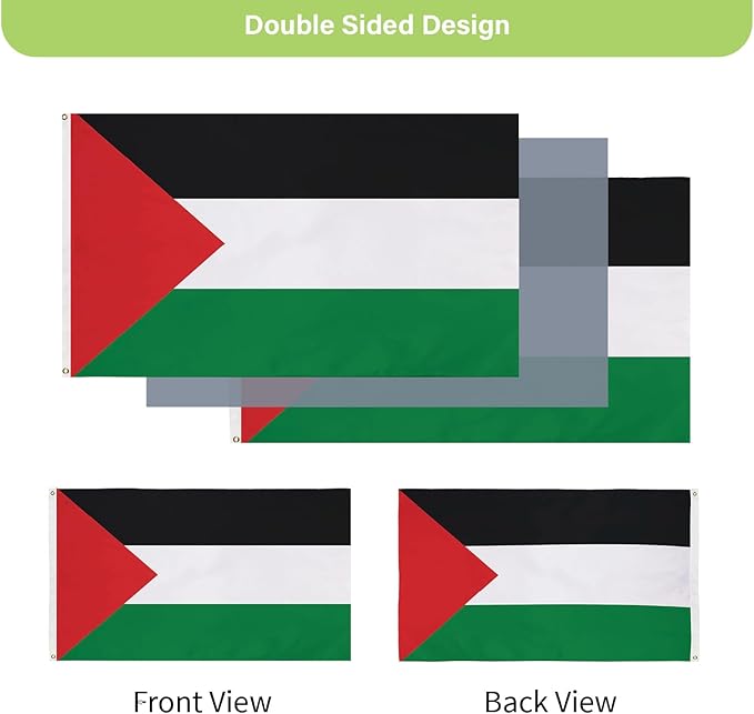 Evergreen Palestine Flag 3x5 flag Outdoor Double Sided, Nation Flags for Outside with Grommets, Palestinian Flag 3-Ply Banners for Garden Patio, Indoor Wall Decor for Room, Works with Standard Estate Flag Poles