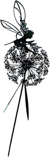 Flower Fairy Dancing with Dandelion, Fairy Garden Sculptures, Angel Metal Ornaments Gardens Art Sculpture, Stainless Steel Statue Garden Ornaments Art Decorations for Outdoor Yard Lawn Patio (C_flat)