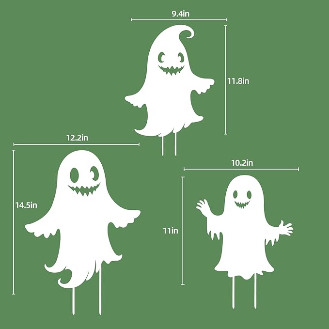 WACLSTDAY Halloween Decorations Ghost Metal Garden Stakes Decor for Outside Gifts for Women/Men,White Silhouette Statues Outdoor for Yard Art, Lawn, Backyard, Pathway, Patio Decorative Easter