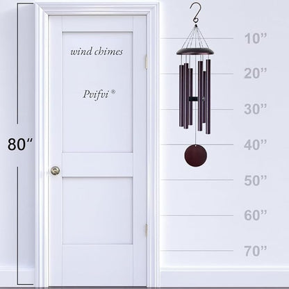 Wind Chimes for Outside Deep Tone, 45" Large WindChimes with 6 Tubes Tuned to E Pentatonic Scale, 100% Rustproof Aluminum, Memorial Gift or Garden, Patio, Porch and Outdoor Decor(Bronze)