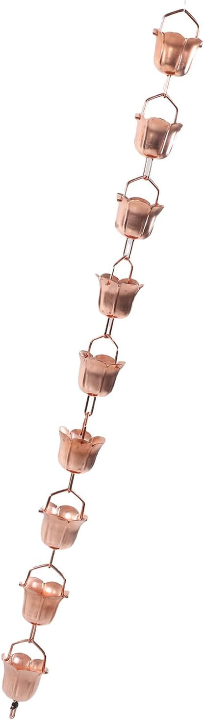 HEEPDD Rain Chains Decorative Rain Catcher Elegant Downspout Replacement for Garden Patio Decor Morning Glory Chain 1 Meter 9 Cup Copper Collected Items