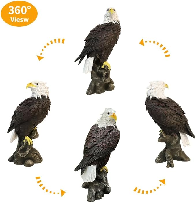 Bald Eagle Garden Statues, Outdoor Resin Sculptures, Christmas Animal Decor for Patio Porch Yard, Home Garden Desk Office Decor Art Figurine Ornament