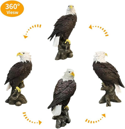 Bald Eagle Garden Statues, Outdoor Resin Sculptures, Christmas Animal Decor for Patio Porch Yard, Home Garden Desk Office Decor Art Figurine Ornament