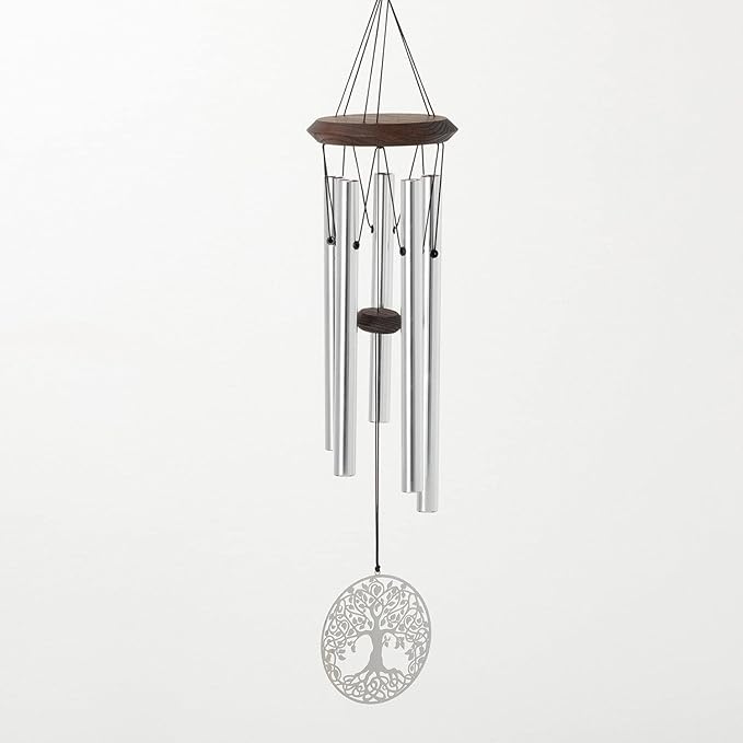 Woodstock Chimes Signature Collection, Woodstock Habitats Chime, 21'', Silver Wind Chimes for Outdoor, Patio, Home or Garden Decor (HCMT)
