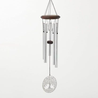 Woodstock Chimes Signature Collection, Woodstock Habitats Chime, 21'', Silver Wind Chimes for Outdoor, Patio, Home or Garden Decor (HCMT)