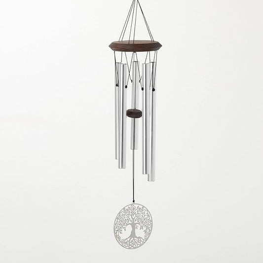 Woodstock Chimes Signature Collection, Woodstock Habitats Chime, 21'', Silver Wind Chimes for Outdoor, Patio, Home or Garden Decor (HCMT)