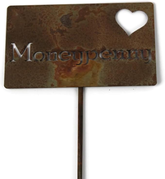 Classic Metal Garden Markers Clearance Items 20 to 33 Inches Tall (Moneypenny with heart 21", Naturally Rusted)