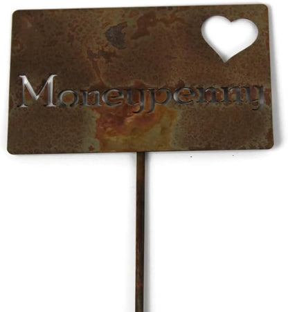 Classic Metal Garden Markers Clearance Items 20 to 33 Inches Tall (Moneypenny with heart 21", Naturally Rusted)