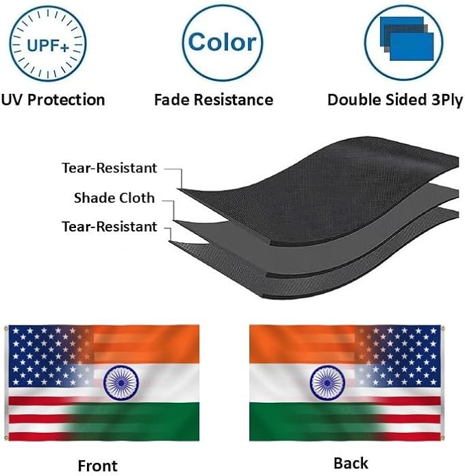 Indian American Combination Flag 3X5FT, Double Sided 3Ply, US India Flags, Men Women Banner,Vibrant Colors, Double Stitched with 2 Brass Grommets, Bar Garden Street Decoration, GYM, Office Decor,Indoor Outdoor Use,Gifts. (US-IN-Z, 3x5ft3ply)