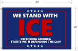 We Stand With Ice Flag 4X6Ft, Defending America Starts With Defending The Law Flags,CIty Banner, Men Women Banner,Vibrant Colors, Double Stitched with 2 Brass Grommets, Bar Garden Street Decoration, GYM, Office Decor,Indoor Outdoor Use,Gifts. (4X6FT)