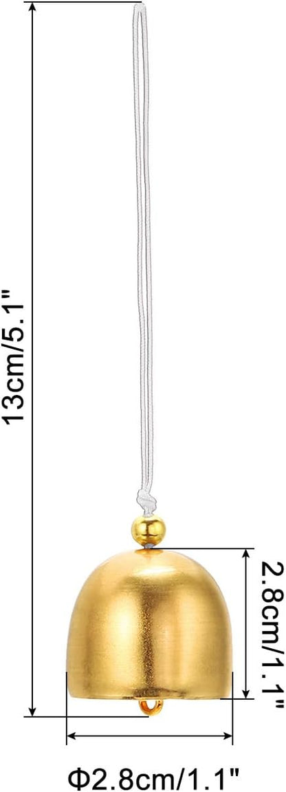 PATIKIL 6 Pcs Wind Chime, Hanging Bells Temple Bells Retro Outdoor Hanging Metal Chinese Wind Chime Round for Outside Garden Camping, Gold White