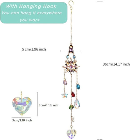Sun Rhinestones Crystal Suncatcher for Car Charm-Window Hanging Decoration for Indoor Outdoor Garden - Prism Suncatcher Ornament Pendant