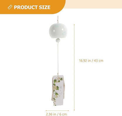 Veemoon Japanese Ceramic Wind Chimes Hanging Cherry Wind Chime Small Handmade Art Pendant Decor Craft Wind-Bell Creative Party Favor for Garden Patio Balcony Window Indoor Outdoor, Crisp Ringing