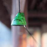 Japanese Bless Small Wind Chimes Outdoor, Iwachu Cast Iron Lucky Temple Wind Bell Memorial Wind Chimes for Outside Good Luck for Garden, Patio, Balcony Green Frog