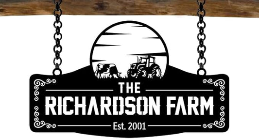 Personalized Metal Farm Sign, Customized Family Name Ranch Sign, Large Last Name Sign for Farmhouse Decoration, Outdoor Farm Wall Art, Welcome Sign, Entrance Gate Sign, Farm Lovers Gift, Garden Decor
