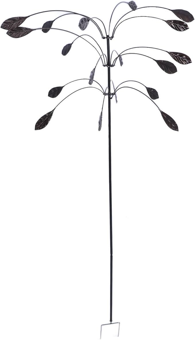 Wind Spinner Kinetic Wind Spinner Falling Foliage Design Wind Sculpture, Rustproof Water Proof Heavy Duty Falling Foliage Kinetic Copper Triple Spinner for Outdoor Garden