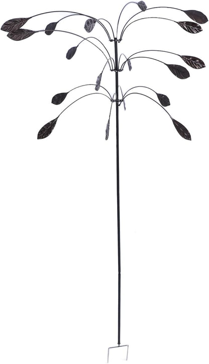 Wind Spinner Kinetic Wind Spinner Falling Foliage Design Wind Sculpture, Rustproof Water Proof Heavy Duty Falling Foliage Kinetic Copper Triple Spinner for Outdoor Garden