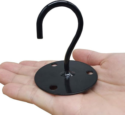 TIHOOD 2PCS Wall Mount Ceiling Hooks, Metal Plant Bracket Iron Wall Mount Lanterns Hangers for Hanging Bird Feeders, Lanterns, Wind Chimes, Planters, Outdoor Decoration Hooks (Black(with chain))