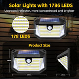 Solar Lights Outdoor, Motion Sensor Security Light, 178 LED, 4 Pack
