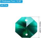 PATIKIL K9 Crystal Octagon Beads 2 Holes Pendants, 60 Pack 14mm Chandelier Prisms Parts Ornaments Hanging Beads for DIY Arts Crafts Decoration, Dark Green