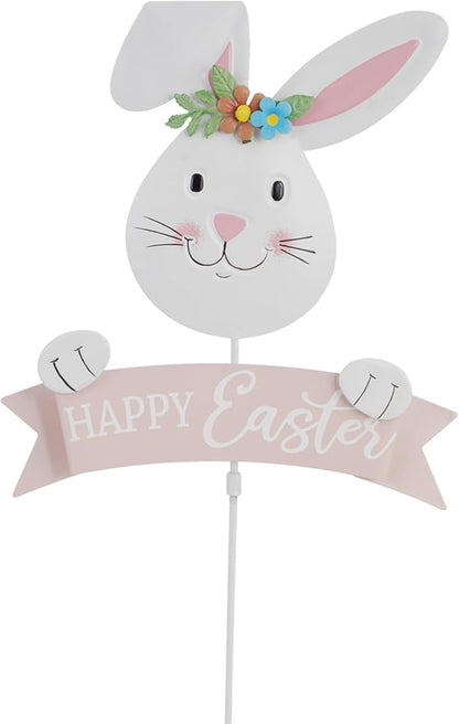 Easter Decorations Outdoor Metal Bunny Decorative Garden Stakes Happy Easter Decor Outdoor 3D Spring Yard Decor Farmhouse Rabbit for Home Outside Lawn Front Porch Happy Easter Yard Sign