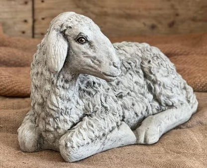 Lying Sheep Figure Realistic Lamb Yard Statue Stone Religious Figurine Ornament Decorated Sheep Statue for Garden
