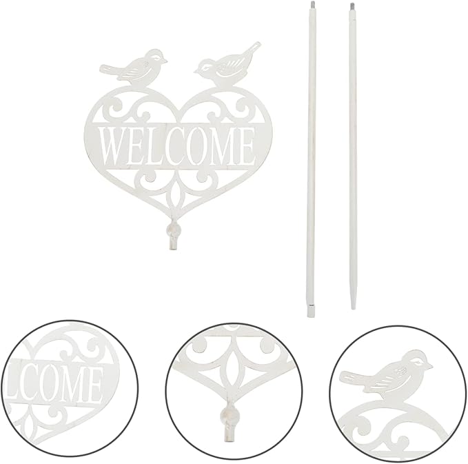 Outdoor Welcome Garden Sign Stake Decorative Metal Welcome Board for Yard Patio Lawn Plug-in Garden Decor 33.85X7.87In