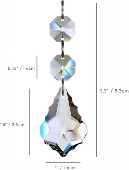 20pcs Crystal Maple Leaf Chandelier Prisms, Hanging Glass Crystals Beads for Christmas, Party, Decoration 38mm (Clear)