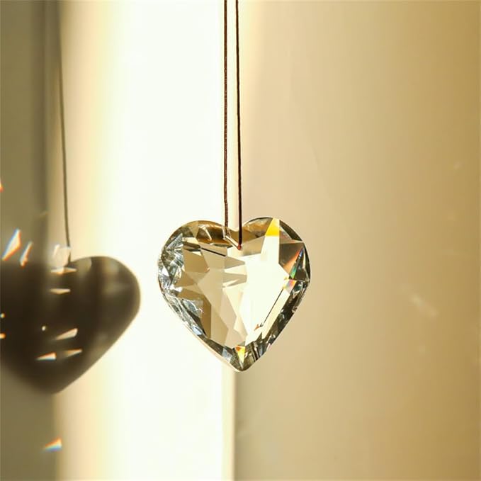 1PCS AB Color Heart Crystal Sun Catchers, Hanging Suncatchers with Glass Prism, Rainbow Maker for Windows, Balcony, Kitchen, Garden Decoration (AB Color Heart 1PCs)