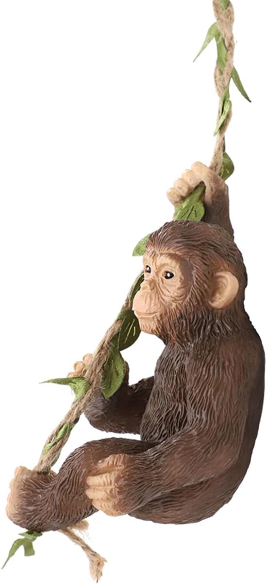 Hanging Animal Garden Statue Outdoor Tree Hugger, Resin Climbing on Vine Figurine Wall Art Sculpture for Patio Lawn Yard Ornaments (Monkey)