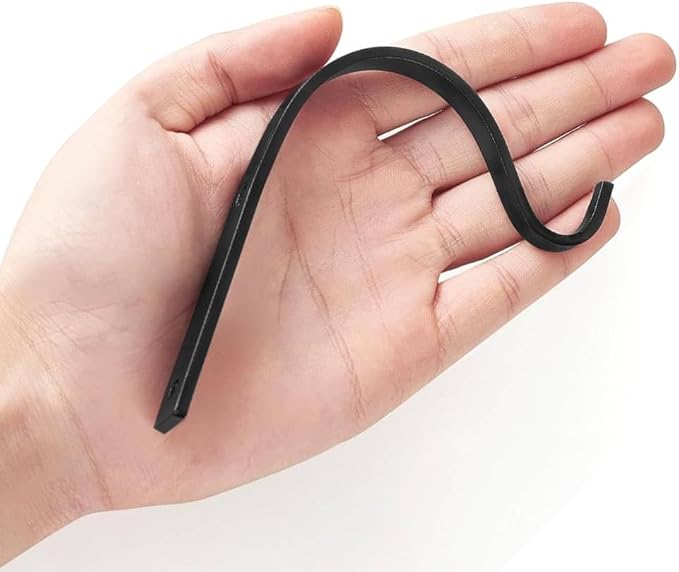 4 Pack Black Iron Wall Hooks for Hanging Plant Lanterns, Plant Hanger Fence Metal Bracket for Bird Feeders, Wind Chimes, Mason Jar Sconces, Light Outdoor Indoor Rustic Home Decor, 4 x 3 Inch