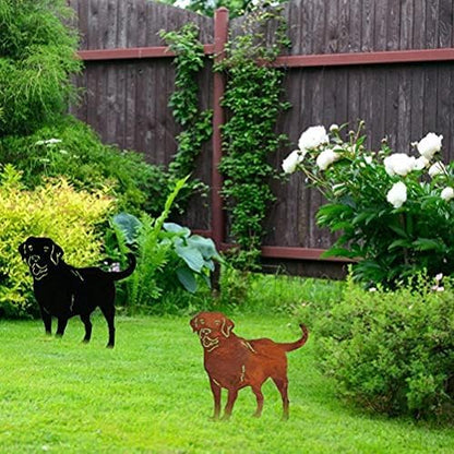 CXWLD Metal Dog Stake Statue Garden Lawn Black Labrador Silhouette Decoration Animal Sculpture Outdoor Decor Yard Sign for Yard Patio Backyard Pathway Sidewalk, 38x37CM (BLAC1)