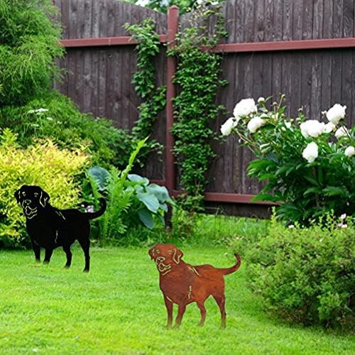 CXWLD Metal Dog Stake Statue Garden Lawn Black Labrador Silhouette Decoration Animal Sculpture Outdoor Decor Yard Sign for Yard Patio Backyard Pathway Sidewalk, 38x37CM (BLAC1)