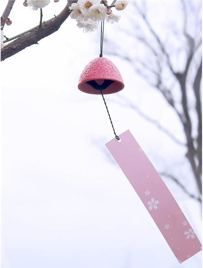 Japanese Sakura Ball Traditional Lucky Small Wind Chimes for Outside, Pink Iwachu Cast Iron Bless Temple Wind Bell Memorial and Sympathy Wind Chimes Indoor Garden Bell, Patio, Balcony