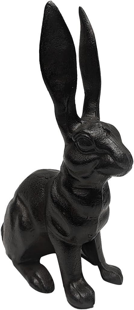 Treasure Gurus Cast Iron Rabbit Door Stop Stopper Metal Outdoor Patio Yard Art Garden Statue Home Decor Brown