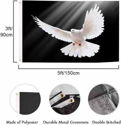 Swono White Dove Flag 3x5 ft Pigeon Free Flying Bird Animal Light Shadow Love Peace Flag Double Sided Double Stitched with Brass Grommets