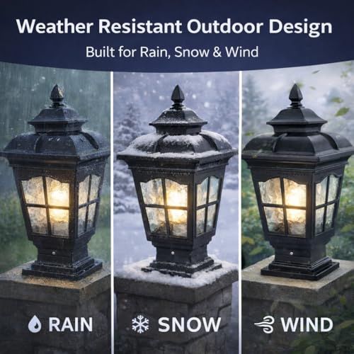 Outdoor Post Light - 17.72" Hardwired E26 Pier Mount Lantern