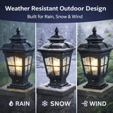 Outdoor Post Light - 17.72" Hardwired E26 Pier Mount Lantern