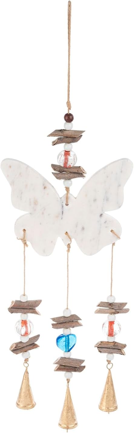 Ganz Hanging Musical Windchime Decorative Outdoor Garden Ornament 28 Inch Marble Butterfly