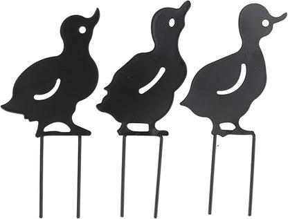 Haofy Duck Silhouettes Yard Art 4Pcs Metal Iron Stakes for Scare Birds Rabbits Squirrels, Farmhouse Pathway Lawn Decor, Bonsai Display Outdoor Garden