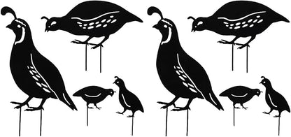Yardwe 8PCS Metal Quail Yard Art, Outdoor Garden Decoration, Creative Black Iron Quail Ornaments for Lawn, Pathway, Courtyard, and Planters